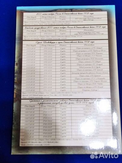 Альбом с монетами. Посвящённые войне 1812 года