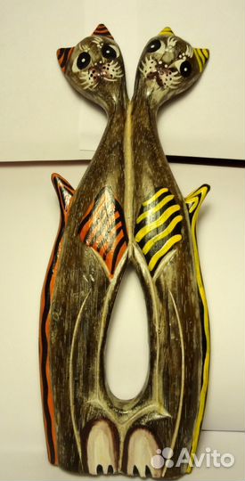 Статуэтка Котики. выс27см. дерево. Марокко