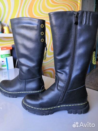 Сапоги зимние для девочки 36 р, кожа, шерсть