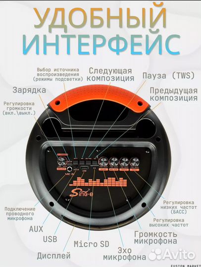 Блютуз колонка большая мощная 60w