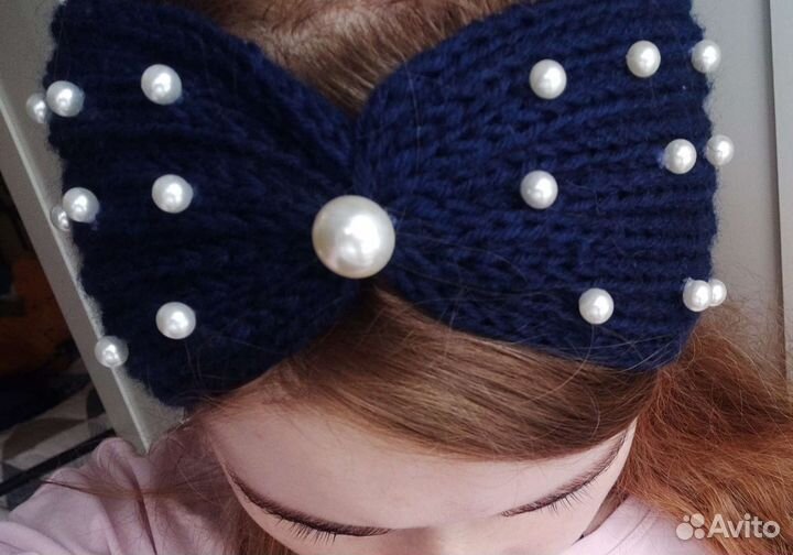 Вязаная повязка на голову, женская