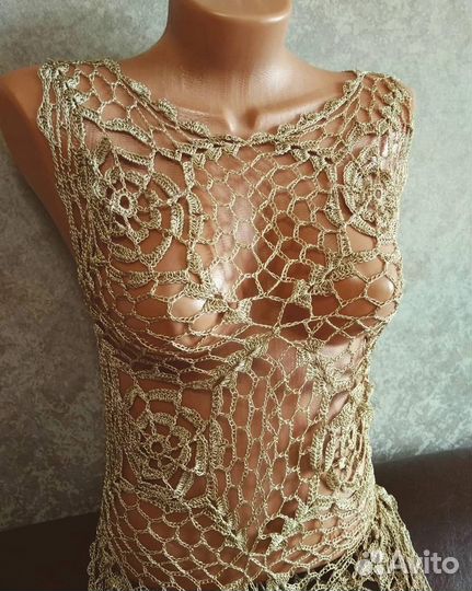 Блестящее платье - сетка ручной работы
