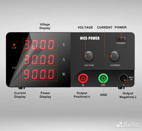 Блок питания лабораторный 30В/30A/900Вт