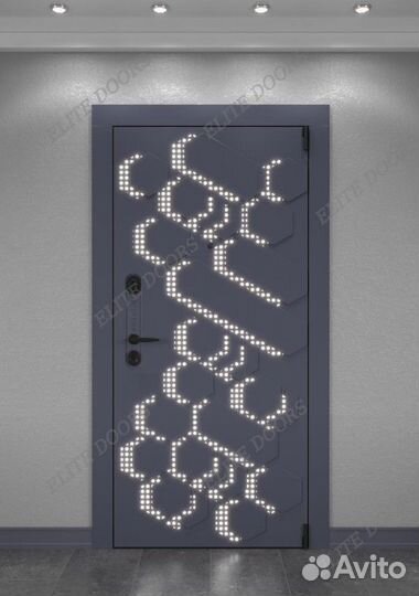 Дизайнерская металлическая дверь с подсветкой