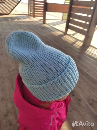 Шапка вязаная, 100 меринос, весенняя