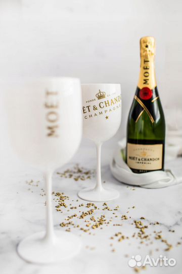 Бокалы под шампанское вино moet 2 шт пластик/акрил