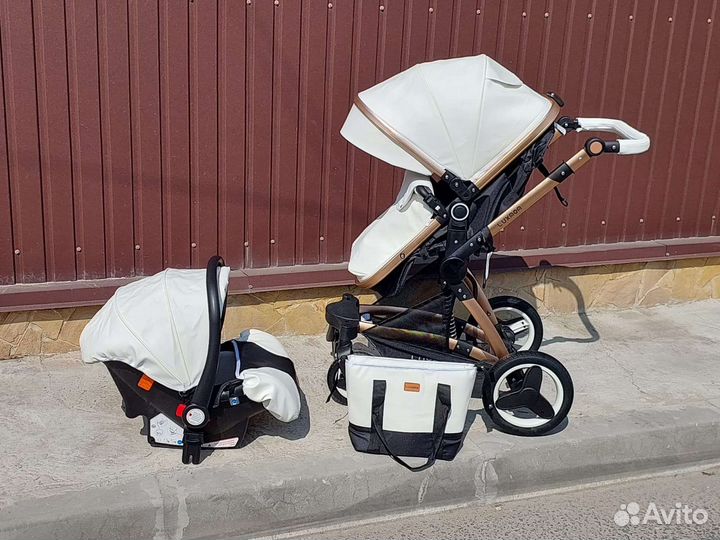 Коляска 3в1 Новый стиль с сумкой (Кожа )