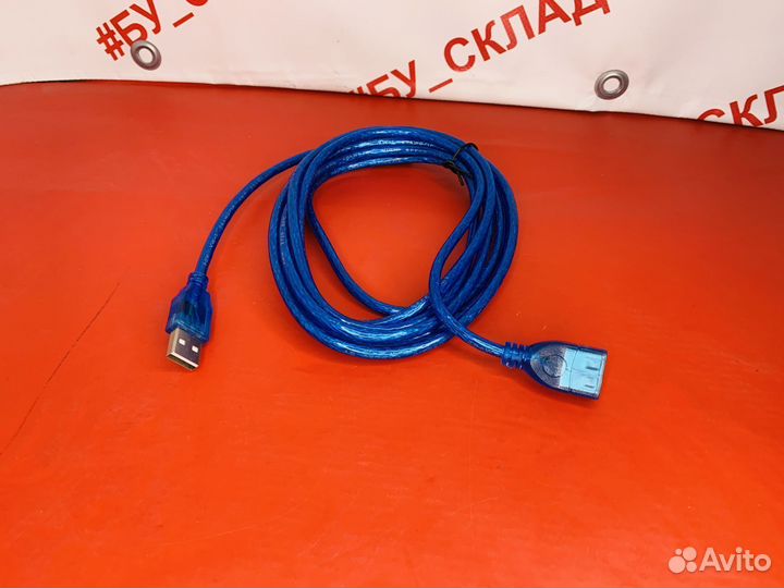 Кабель USB 2.0 (AM/AF) 3м, удлин. c фильтром,синий