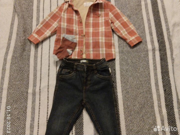 Рубашки, джинсы, комбинезоны 74-80