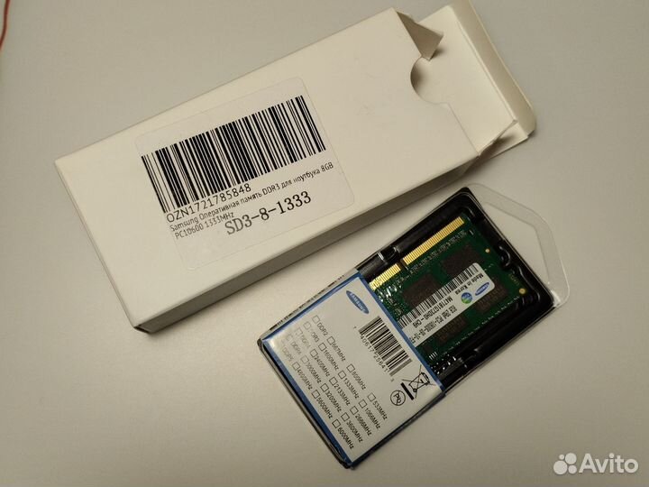 Оперативная память DDR3 Samsung 8 GB для ноутбука