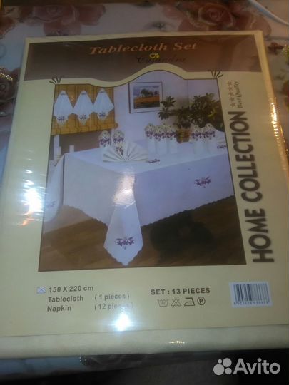 Скатерть и 12 салфеток из натурального льна