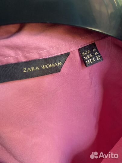 Блузка рубашка Zara 44 розовая летняя