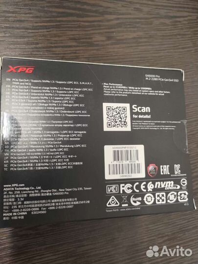 Ssd накопитель 512 Гб XPG SX6000 Pro PCIe Gen3x4 M