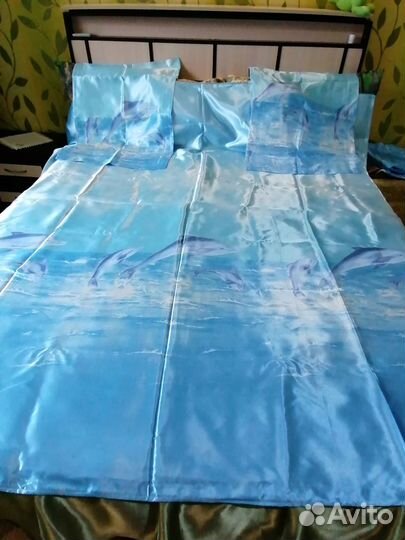 Комплект атласного постельного белья евро, Турция