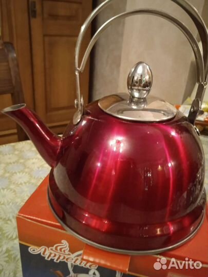 Чайник заварочный нержавейка красный 0,7 л новый