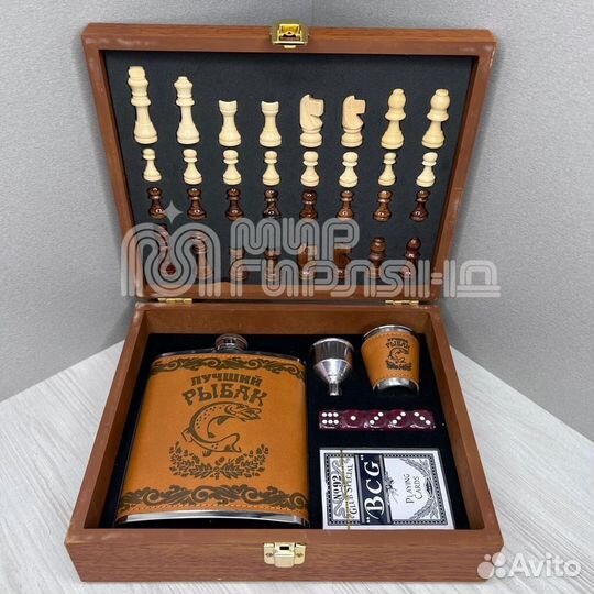 Набор мужской подарочный фляга, шахматы