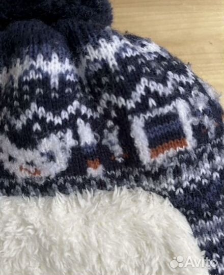 Комплект зимняя шапка с шарфом на мальчика 1,5-3 л