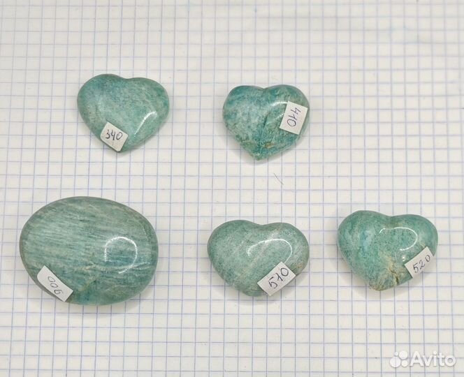 Амазонит сердечки и галтовка