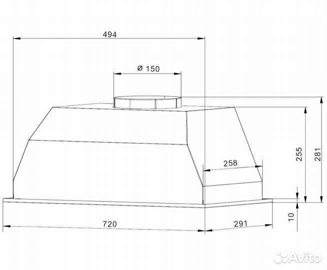 Вытяжка встраиваемая Weissgauff BOX 1200-52 WH