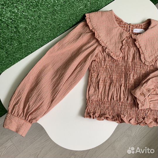Блузка рубашка zara с воротником 140см 10 размер