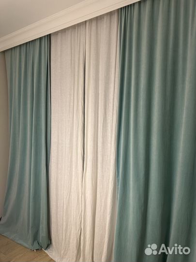 Шторы IKEA бархат,лен4шт