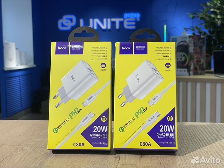 Сетевой адаптер Type-C Hoco 20W + Кабель Type-C