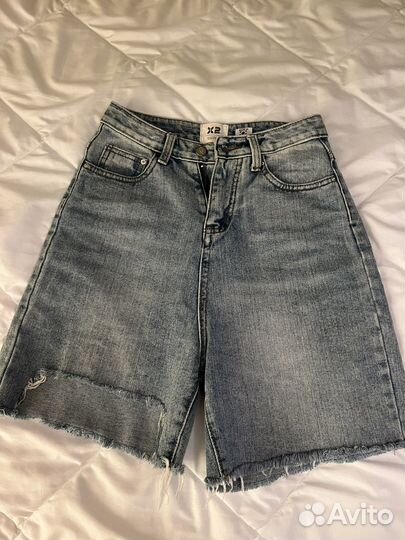 Шорты джинсовые широкие синие