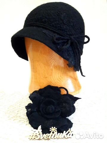 Шляпа женская, горжетка, брошь