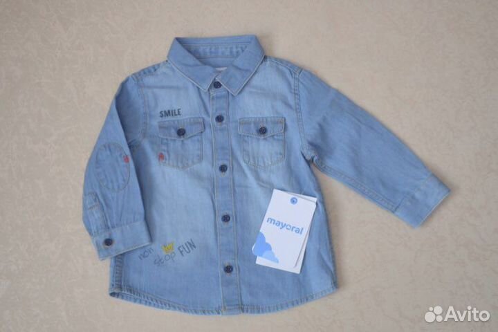 Рубашка джинсовая/ поло/ брюки 68 Mayoral