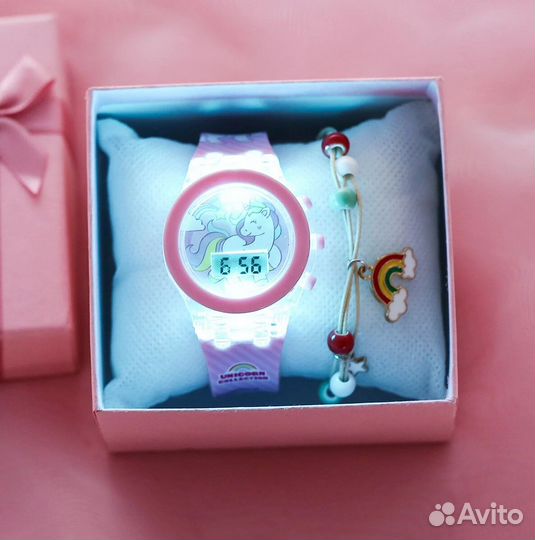 Часы детские электронные Единорог LED