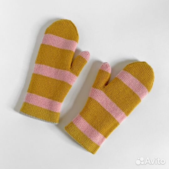 Варежки зимние женские двойные шерстяные