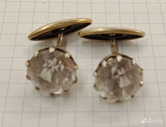 Запонки СССР Серебро Горный хрусталь (024748)