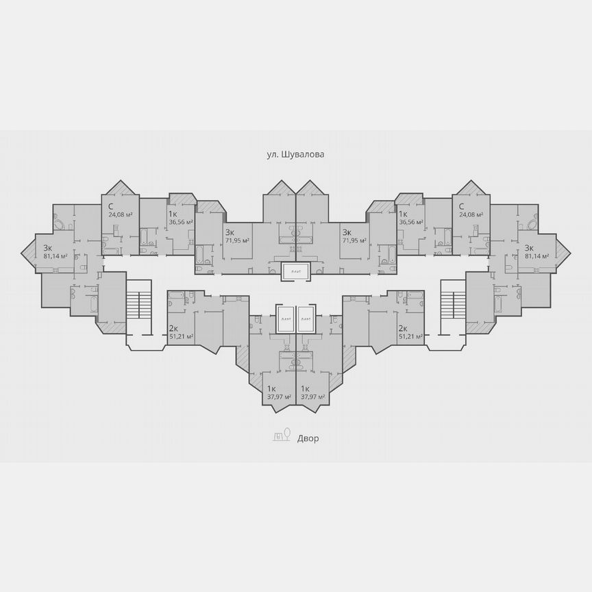 3-к. квартира, 87,3 м², 2/19 эт.