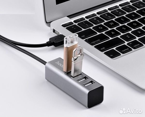 USB-концентратор 4 гнезда (hoco HB1) Серый