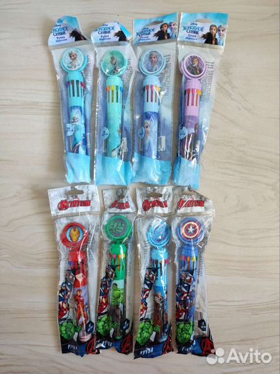 Ручки многоцвет 10в1 Холодное сердце, герои Марвел