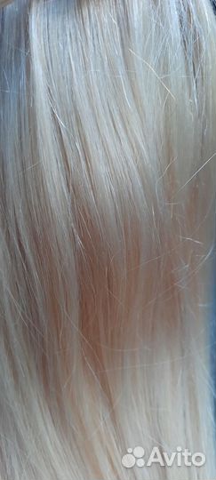 Накладной хвост из натуральных волос блонд