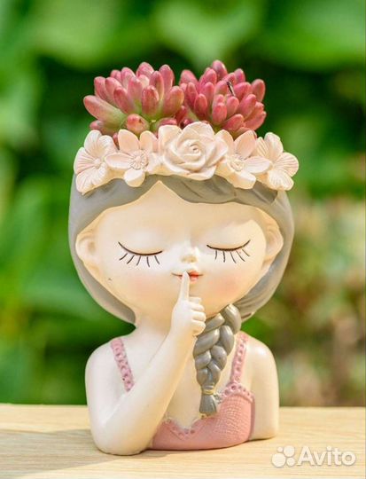 Кашпо органайзер подсвечник Девочка Весна, гипс