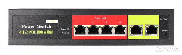 Сетевой POE коммутатор ViewEye 4 + 2 48В-52В