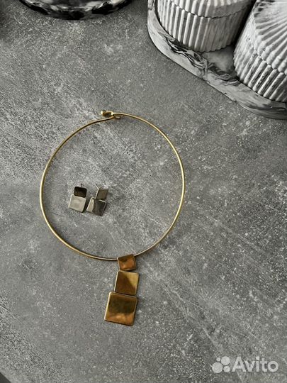 Чокер, серьги, кольцо