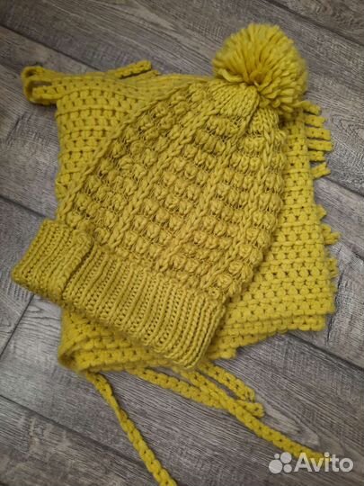 Шапка женская вязаная+шарф