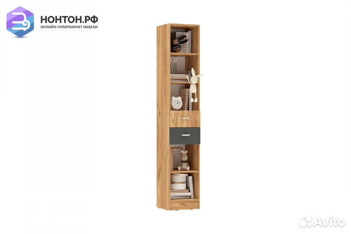 Стеллаж Мартина с ящиками графит / дуб крафт