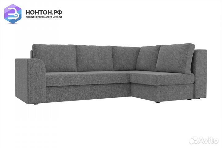 Диван угловой дельфин Пауэр рогожка серая
