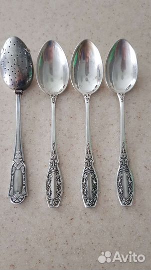 Чайные и заварочная ложки серебро 875 пробы
