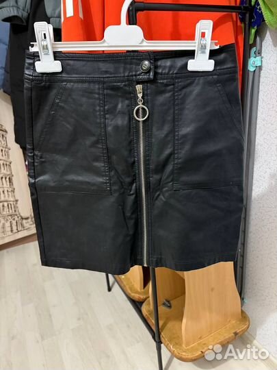 Юбка кожаная трапеция
