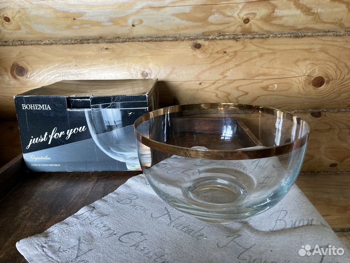 Ваза для фруктов, салатник (Богемия)