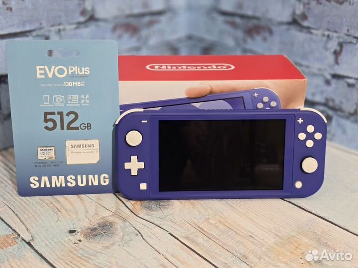 Nintendo switch lite синий прошитый 64+512
