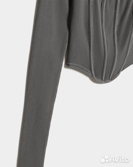 Топ-лонгслив корсетный женский lime серый