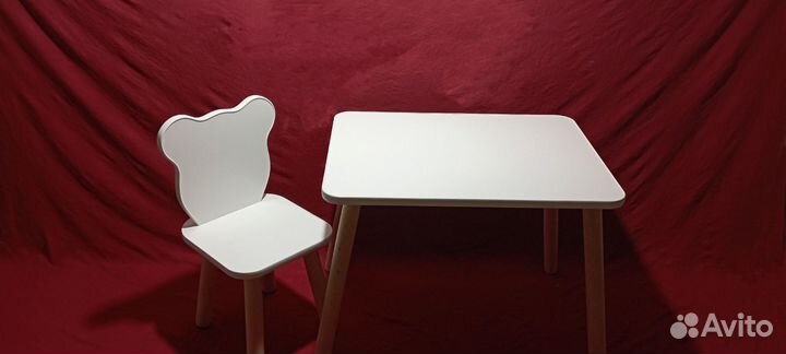 Детский комплект стол и стул мишка