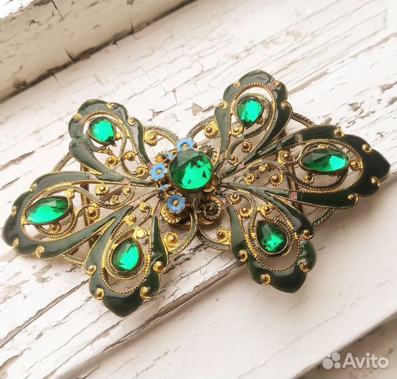 Антикварная пряжка с эмалью