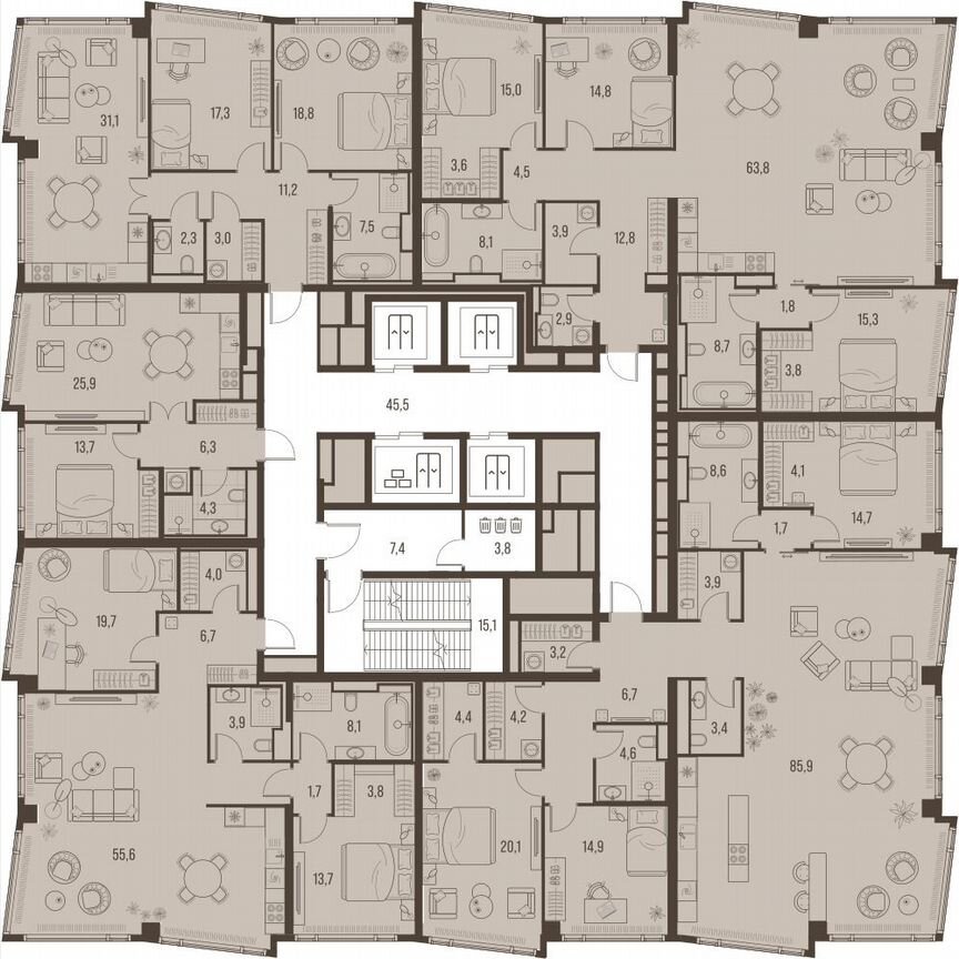 4-к. квартира, 186,1 м², 22/24 эт.